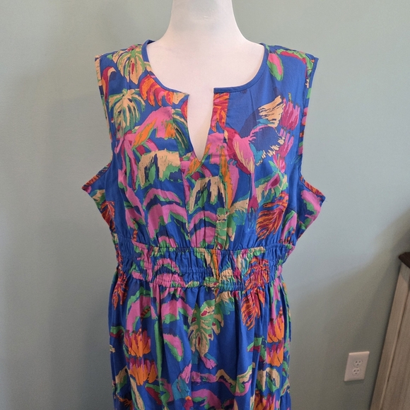 Meadow Rhodes Maxi Dress Sleeveless Boho Size 3X Blue Tropical New With Tags - Picture 6 of 16